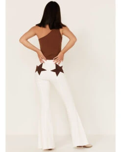 Saints & Hearts Women's High Rise Star Back Seamed Flare Jeans