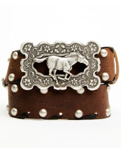 Tasha Polizzi Women's Gallup Studded Horse & Floral Buckle Belt