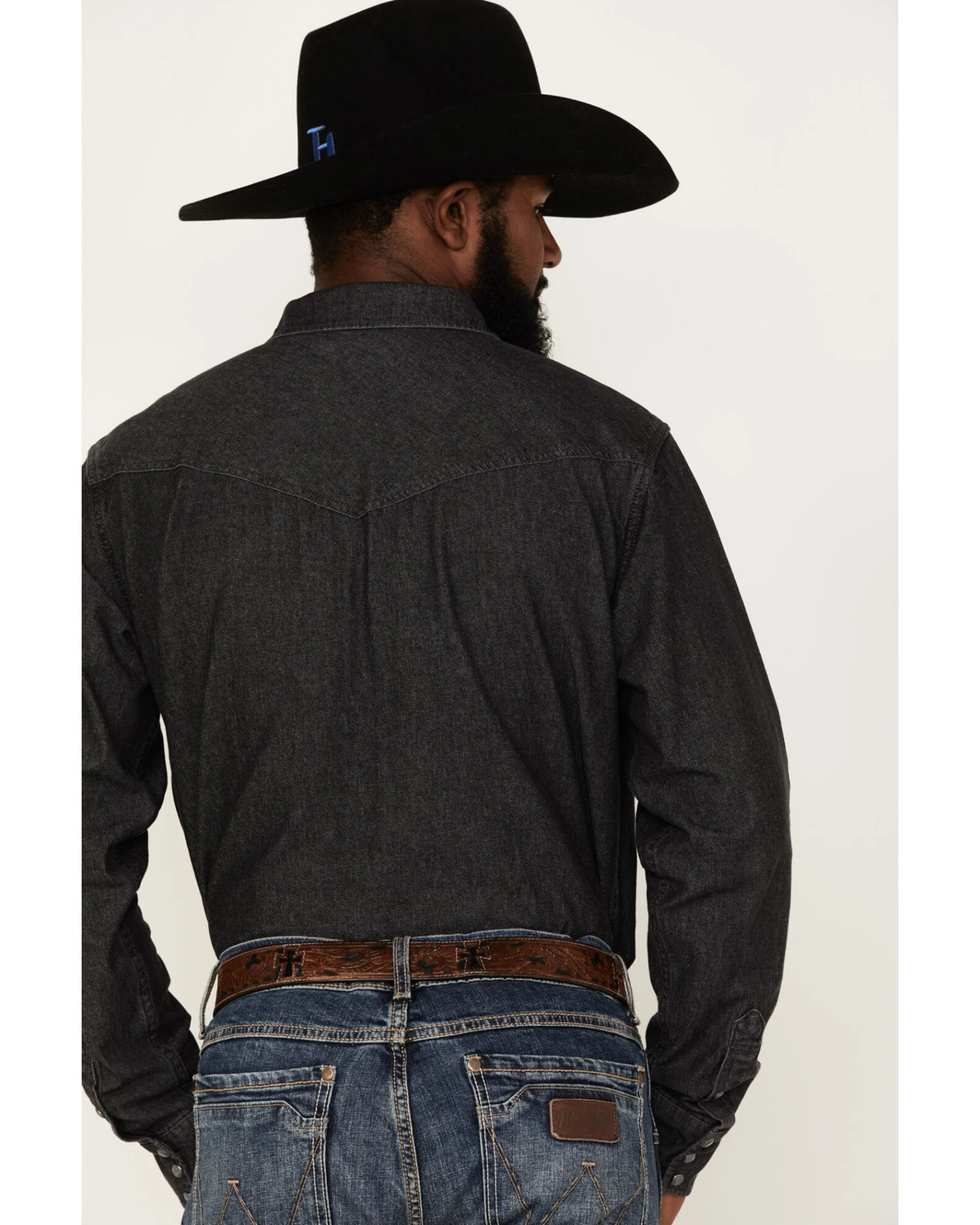 Blue Ranchwear Men's Long Sleeve Denim Western Snap Shirt 4 Blue Ranchwear Men's Long Sleeve Denim Western Snap Shirt - Image 4