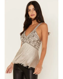 Shyanne Women's Beaded Fringe Halter Top