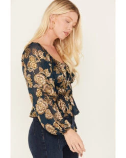 Shyanne Women's Floral Print Burnout Top -Velora Studio Shop 2000380667 401 P2