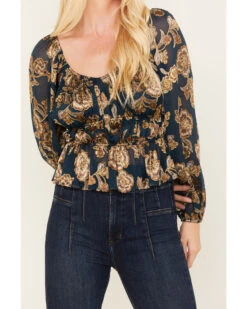 Shyanne Women's Floral Print Burnout Top -Velora Studio Shop 2000380667 401 P3