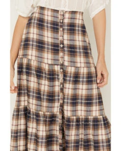 Cleo + Wolf Women's Plaid Print Button Front Midi Skirt -Velora Studio Shop 2000380778 681 P3