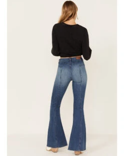 Shyanne Women's Medium Wash High Rise Eden Stretch Flare Jeans