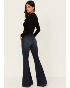 Shyanne Women's Dark Wash High Rise Eden Stretch Flare Jeans -Velora Studio Shop 2000381364 416 P3