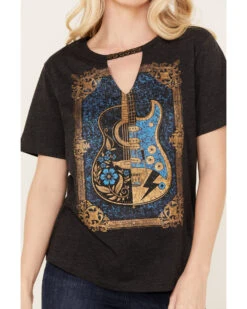 Idyllwind Women's Guitar Cutout Short Sleeve Graphic Tee -Velora Studio Shop 2000381375 001 P3