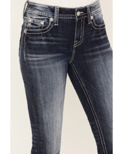 Miss Me Women's Dark Wash Mid Rise Velvet Rhinestone Embroidered Bootcut Jeans 7 Miss Me Women's Dark Wash Mid Rise Velvet Rhinestone Embroidered Bootcut Jeans -Velora Studio Shop 2000381762 401 P4