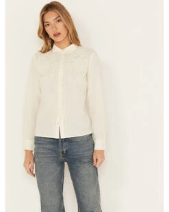 Shyanne Women's Floral Embroidered Long Sleeve Button-Down Western Shirt