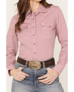 Cinch Women's Geo Print Long Sleeve Western Snap Shirt -Velora Studio Shop 2000382741 650 P3