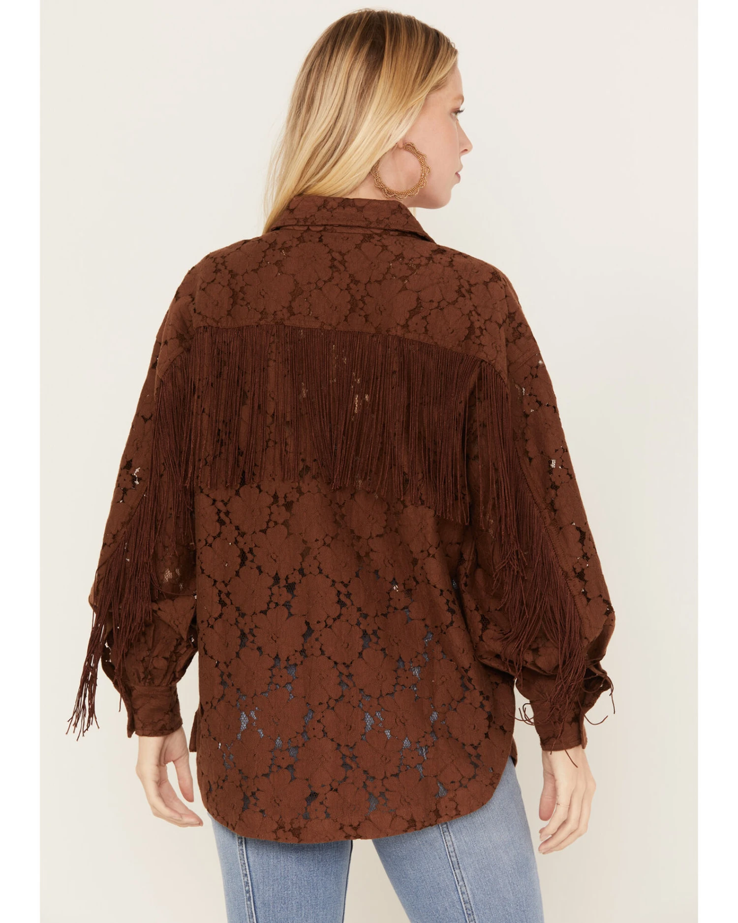 Shyanne Women's Lace Fringe Button-Down Shacket 4 Shyanne Women's Lace Fringe Button-Down Shacket - Image 4