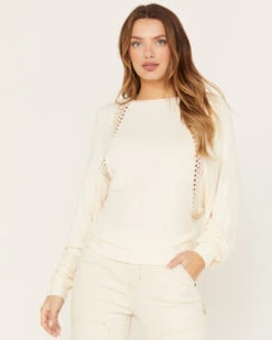 Shyanne Women's Dolman Sleeve With Crochet Lace Shirt