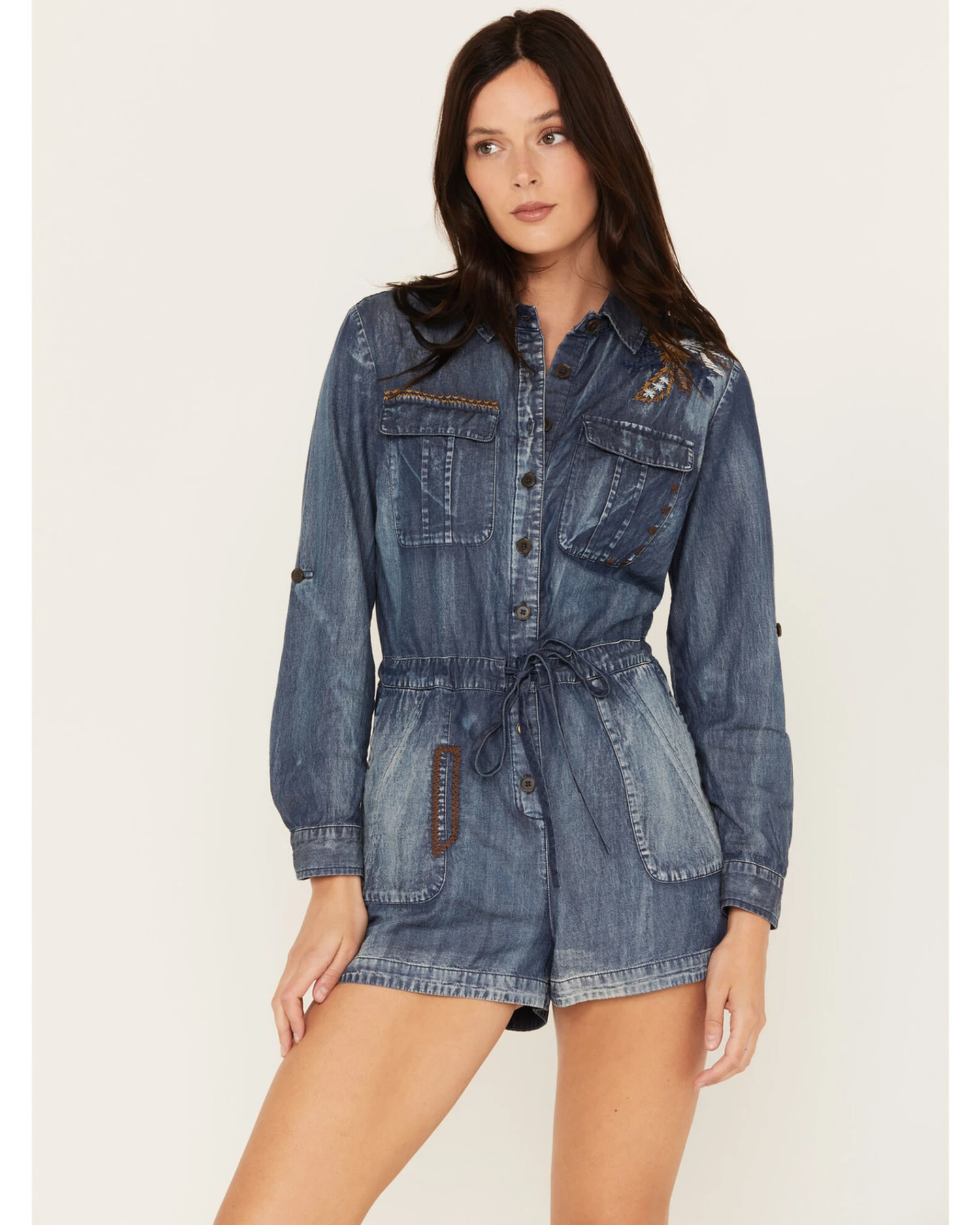 Cleo + Wolf Women's Denim Romper 1 Cleo + Wolf Women's Denim Romper