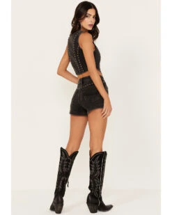 Idyllwind Women's Delrose Drive High Rise Studded Stretch Denim Shorts 6 Idyllwind Women's Delrose Drive High Rise Studded Stretch Denim Shorts -Velora Studio Shop 2000383302 001 P3