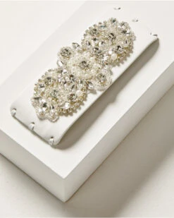 Shyanne Women's Bling White Leather Cuff Bracelet