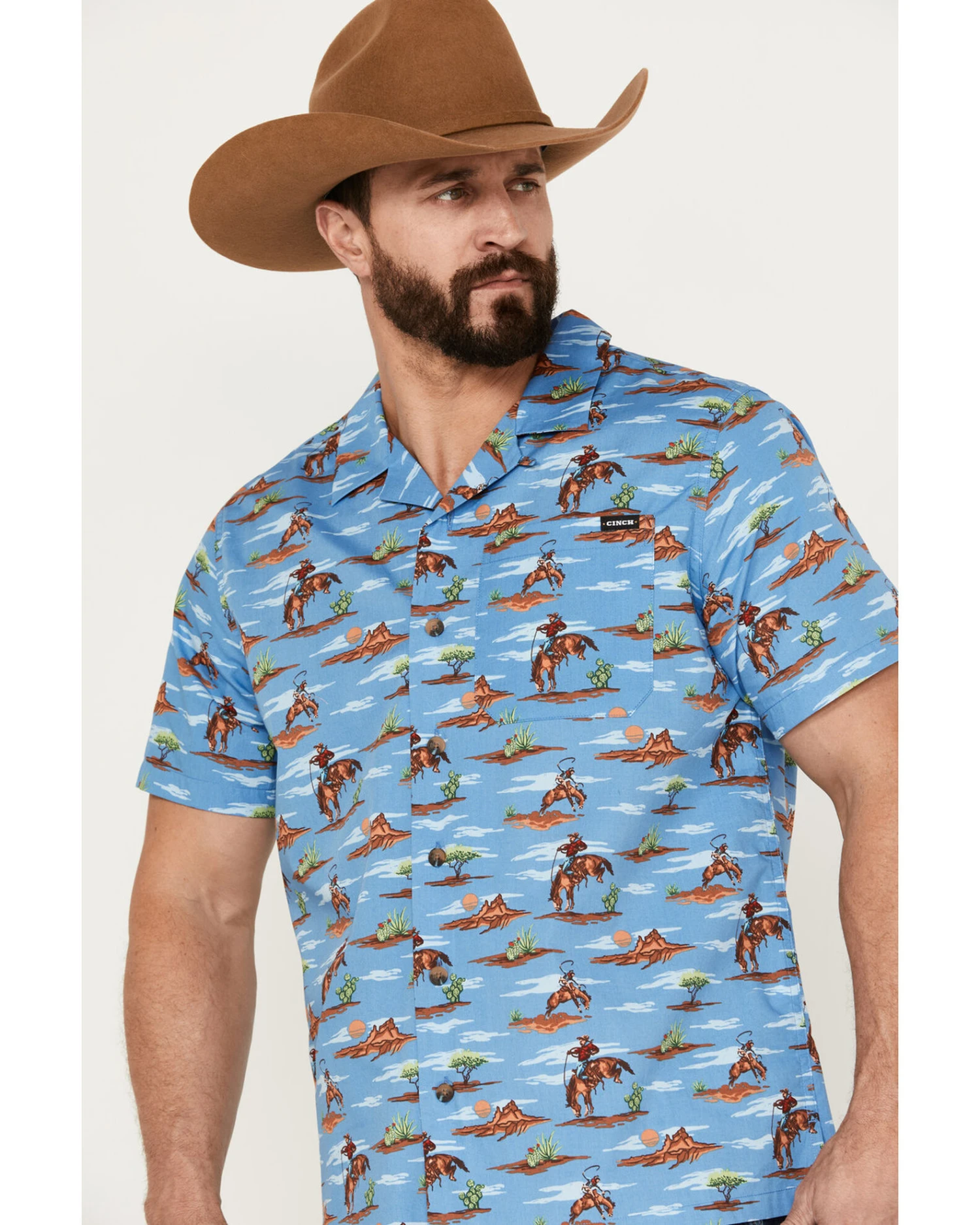 Cinch Men's Camp Tumbleweed Cowboy Short Sleeve Button-Down Western Shirt 2 Cinch Men's Camp Tumbleweed Cowboy Short Sleeve Button-Down Western Shirt - Image 2