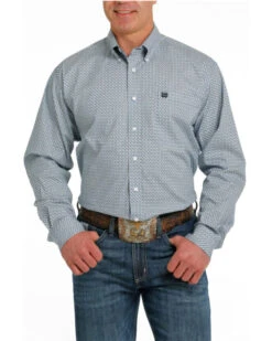 Cinch Men's Geo Print Long Sleeve Button Down Stretch Western Shirt