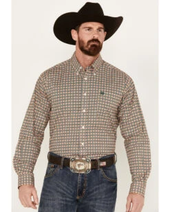 Cinch Men's Floral Medallion Print Long Sleeve Button Down Western Shirt