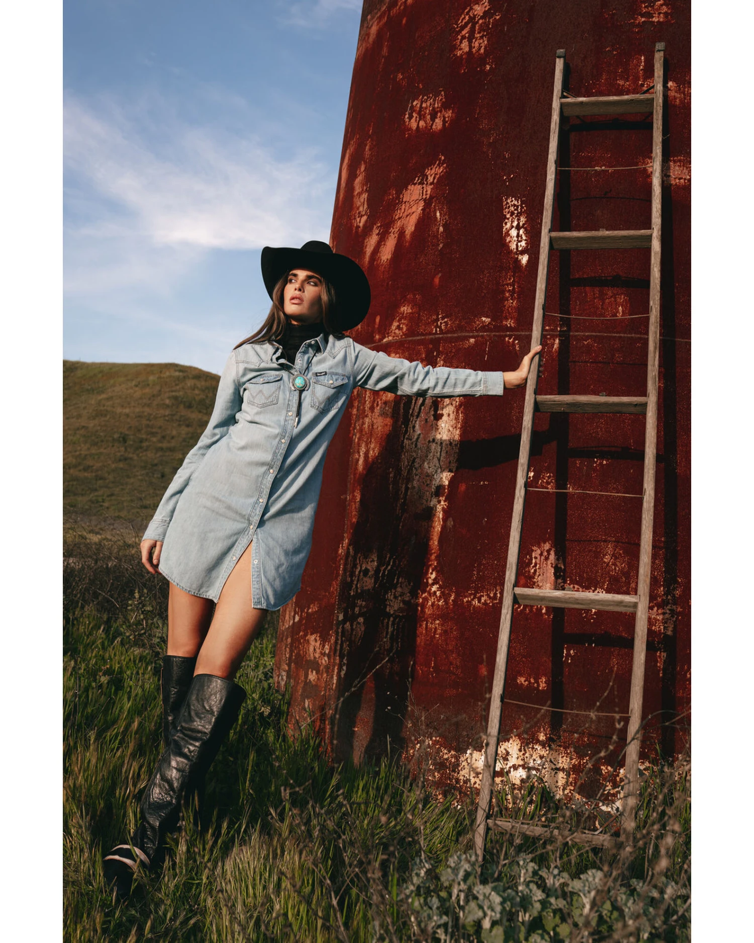 Wrangler Retro Women's Light Wash Denim Shirt Dress 1 Wrangler Retro Women's Light Wash Denim Shirt Dress