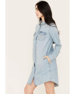 Wrangler Retro Women's Light Wash Denim Shirt Dress 6 Wrangler Retro Women's Light Wash Denim Shirt Dress -Velora Studio Shop 2000384048 412 P3