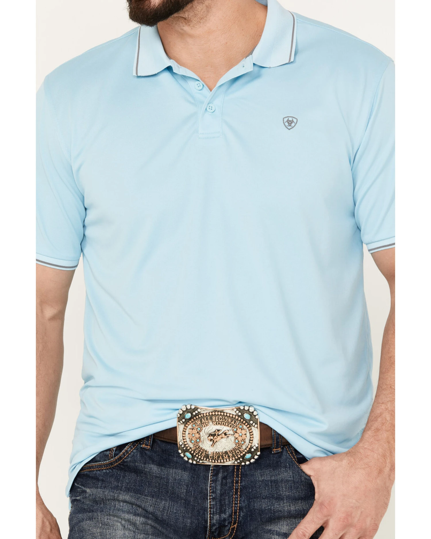 Ariat Men's Logo Short Sleeve Fitted Polo 3 Ariat Men's Logo Short Sleeve Fitted Polo - Image 3
