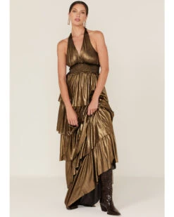 Flying Tomato Women's Metallic Tiered Maxi Dress -Velora Studio Shop 2000384955 710 P3