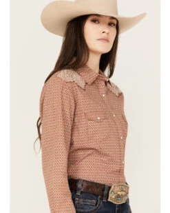 Rough Stock By Panhandle Women's Geo Print Long Sleeve Western Snap Shirt 5 Rough Stock By Panhandle Women's Geo Print Long Sleeve Western Snap Shirt -Velora Studio Shop 2000385000 220 P2