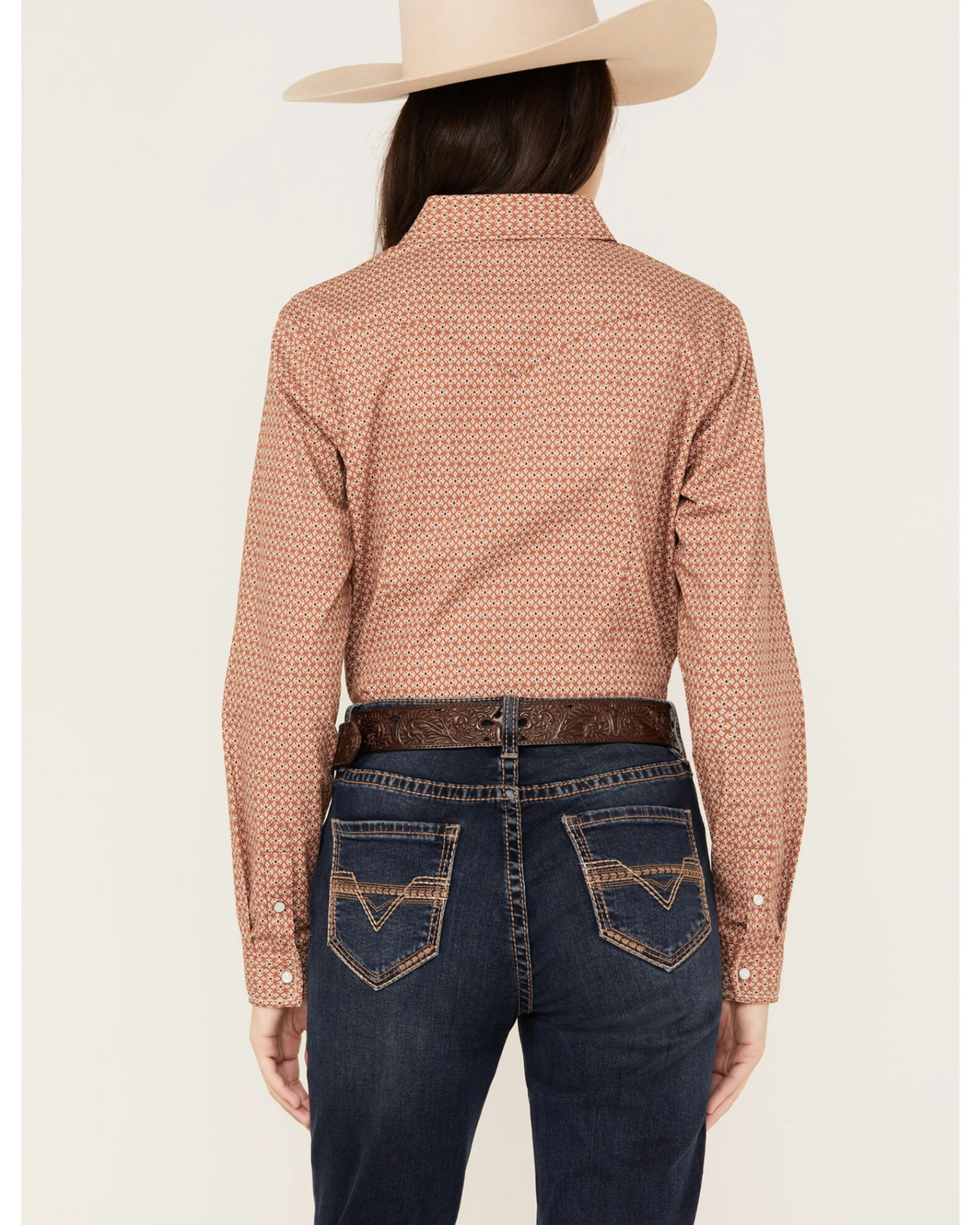 Rough Stock By Panhandle Women's Geo Print Long Sleeve Western Snap Shirt 4 Rough Stock By Panhandle Women's Geo Print Long Sleeve Western Snap Shirt - Image 4