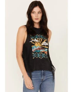 Rock & Roll Denim Women's Vintage Graphic Fringe Tank