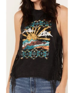 Rock & Roll Denim Women's Vintage Graphic Fringe Tank -Velora Studio Shop 2000385008 022 P3