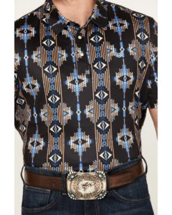 Panhandle Men's Southwestern Print Short Sleeve Snap Polo -Velora Studio Shop 2000385197 410 P3