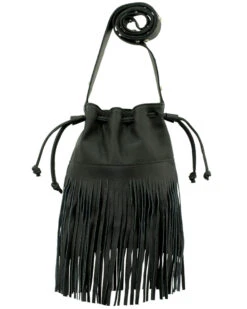 American West Women's Fringe Bucket Crossbody Bag