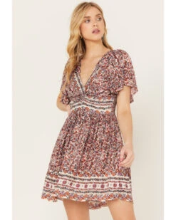 Angie Women's Floral Print Short Sleeve Mini Dress