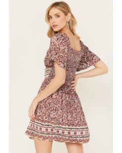 Angie Women's Floral Print Short Sleeve Mini Dress  -Velora Studio Shop 2000385619 900 P4