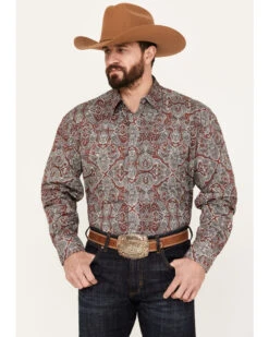 Stetson Men's Paisley Print Long Sleeve Western Snap Shirt