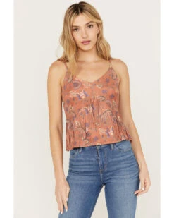 Idyllwind Women's Golden Road Print Fringe Top