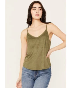 Shyanne Women's Crochet Lace Faux Suede Cami Top