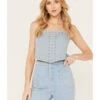 Understated Leather Women's Bluegrass Rhinestone Denim Crop Top
