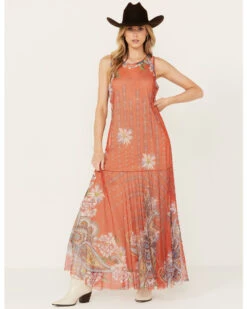 Johnny Was Women's Paisley Print Mesh Slip Dress