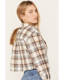 Cleo + Wolf Women's Plaid Print Cropped Shirt -Velora Studio Shop 2000386562 110 P4