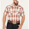 Ely Walker Men's Plaid Print Short Sleeve Western Snap Shirt