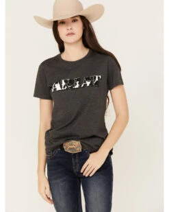 Ariat Women's Cow Print Logo Short Sleeve Graphic Tee