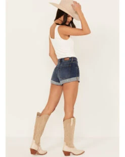 Shyanne Women's Double Barrel Dark Wash High Rise Shorts -Velora Studio Shop 2000386840 416 P3