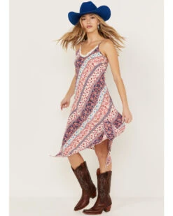 Wild Moss Women's Multi Print Hanky Hem Midi Dress