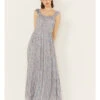 Rock & Roll Denim Women's Floral Tiered Sleeveless Maxi Dress