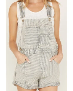 Free People Women's Light Wash Denim Novelty Ziggy Shortalls -Velora Studio Shop 2000387996 412 P3