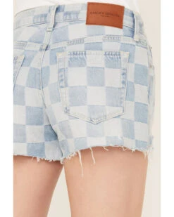 Lucky Brand Women's Light Wash Speedway Checkered Mid Rise Distressed Shorts -Velora Studio Shop 2000388111 412 P4