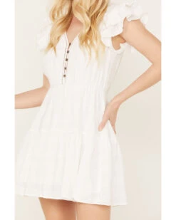 Yura Women's Button Down Ruffle Short Sleeve Mini Dress -Velora Studio Shop 2000388350 100 P3