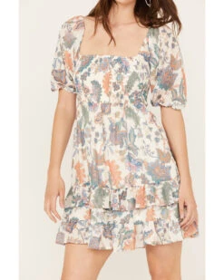 Flying Tomato Women's Floral Smocked Short Sleeve Mini Dress 6 Flying Tomato Women's Floral Smocked Short Sleeve Mini Dress -Velora Studio Shop 2000388706 103 P3