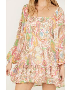 Flying Tomato Women's Paisley Print Ruffle Mini Dress -Velora Studio Shop 2000388708 900 P3