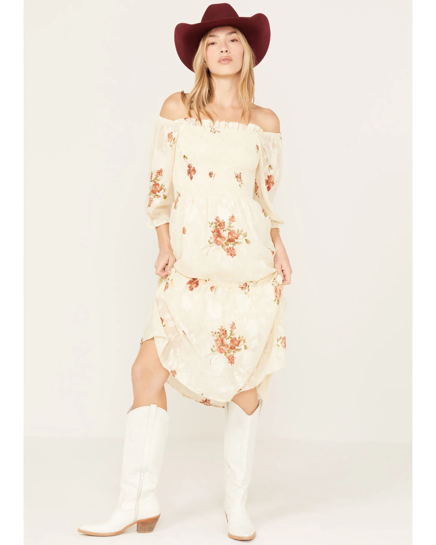 Wild Moss Women's Jacquard Smocked Front Dress 1 Wild Moss Women's Jacquard Smocked Front Dress